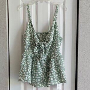 BloomChic Light Green Floral Peplum Tank Top Women's Size 12